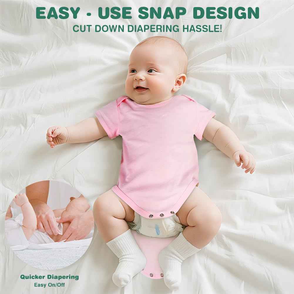 Vicloon Baby Bodysuit Short Sleeve Unisex Baby Set Short Sleeve Bodysuits Made of 100% Super Soft Cotton, Baby Bodysuit with Press Studs for Newborn Baby Boys and Girls 0-3 m/3-6 m/6-9 m/9-12 m
