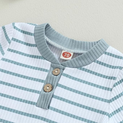 JiAmy Baby Boys' Clothing Long Sleeve Striped Bodysuit Romper + Trousers Outfit Set Newborn Soft Cotton Baby Clothing 0-24 Months