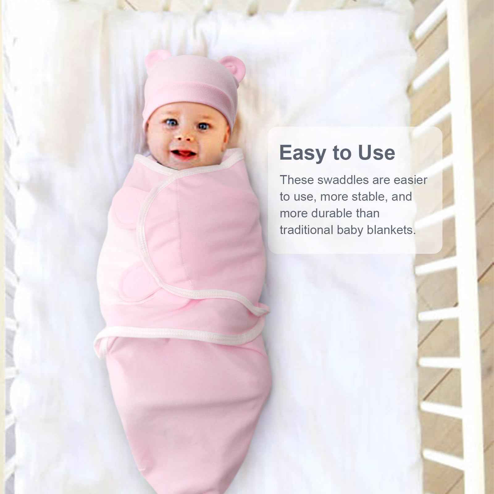 DRESHOW Neugeborene Swaddle Decke Hut Set Baby Gedruckt Swaddles Säugling Einstellbar Schlafsack für 0-3 Monate Mädchen Jungen