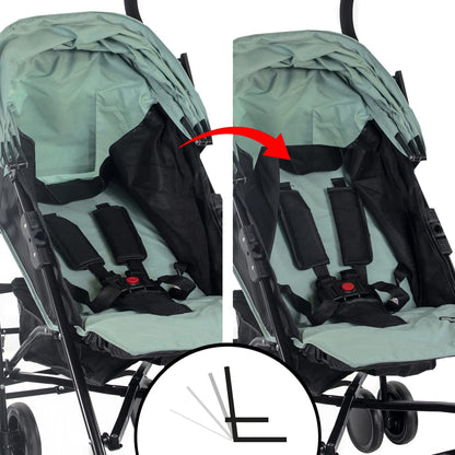 Mobiclinic®, Kinderwagen, Buggy, Elefant, Verstellbare rückenlehne, Doppeltes sicherheitssystem, Abnehmbare räder, Verstellbarer 5-punkt-gurt, Leichter, Grau und schwarz