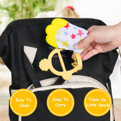 Vicloon Baby Beißhandschuhe mit Beißring Spielzeug, Weicher Beissring Baby,BPA Frei,Beruhigen Sie wundes Zahnfleisch,Handschuhe Beißring Spielzeug für 0-6 Monate Baby-Blau