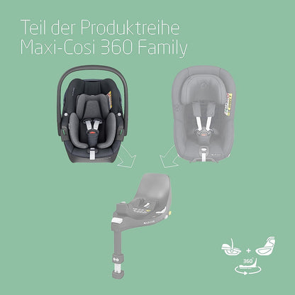 Maxi-Cosi Pebble 360 i-Size Babyschale Drehbar, Neugeborenen Autositz 360 Grad, 0–15 Monate (40–83 cm), Drehung mit einer, ClimaFlow, Easy-In-Gurt, G-CELL Seitenaufprallschutz, Essential Green