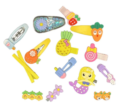 56 Pieces Cute Hair Clips Fashion Hair Accessories for Girls Flowers Fruits Colorful Rainbow Candy Dessert Cute Animal Hair Clips Set Non-Slip Metal Snaps