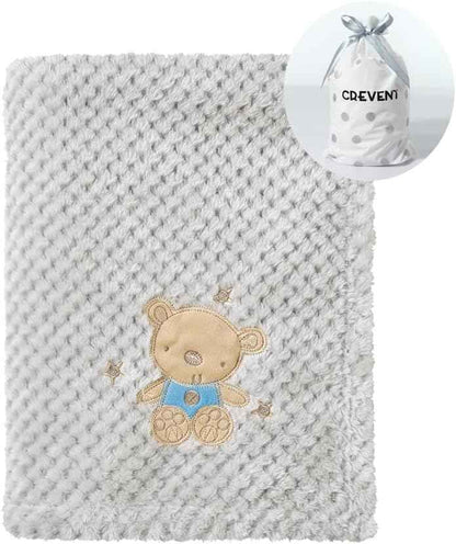 CREVENT Kleine Flauschige warme Baby-Überwurfdecke für Jungen, Kleinkinder, Kinderbett, Kinderwagen, 75 cm x 100 cm, graue Wolke