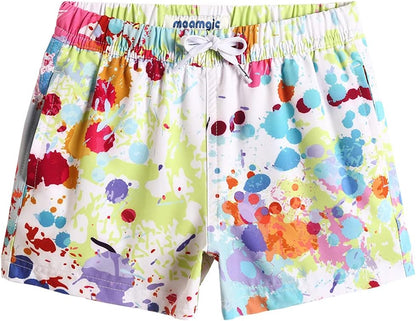 MaaMgic Jungens 4 Way Stretch Badehosen Schnelltrocknend Badeshorts mit Mesh-Futter Taschen und Verstellbarem Tunnelzug MEHRWEG