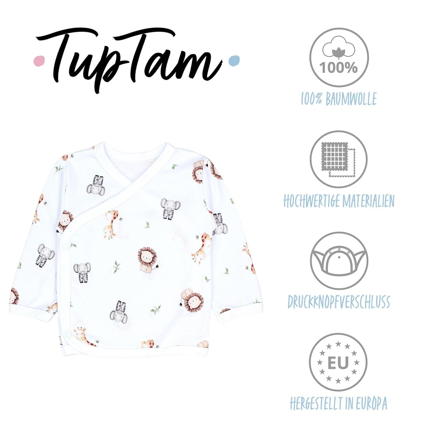 TupTam Baby Jungen Langarm Wickelshirt Baumwolle 5er Set