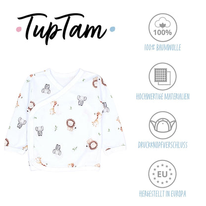 TupTam Baby Jungen Langarm Wickelshirt Baumwolle 5er Set