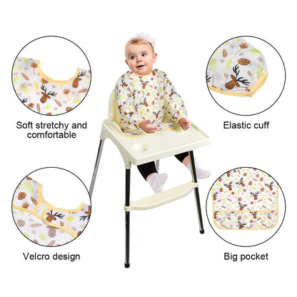 Vicloon Baby Lätzchen mit Lange Ärmeln,3PCS Ärmellätzchen Wasserdicht,Süßer Tierstil Baby Bibs Set für Essen Kunst Handwerk Malerei Bemalen Spielen für 6-24 Monaten