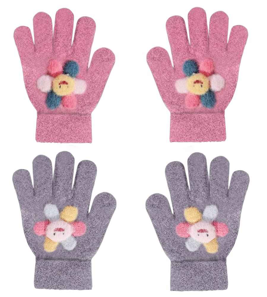 ZDQC 2 Paar Warme Strickhandschuhe Kinder,Süße Handschuhe Kinder,Handschuhe Kinder Stretch,Winter Warme Strickhandschuhe,Vollfinger Handschuhe,Fingerhandschuhe Kinder Winter