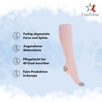 Footstar Children's Cotton Knee Socks (5 Pairs) with Contrasting Heel and Toe