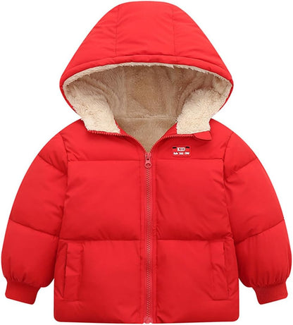 kids4ever Baby Winter Jacket Coat Zip Hooded Jacket Windproof Warm Fleece Outerwear Snowsuit with Two Pockets for Boys Girls 12 Months - 5 Years