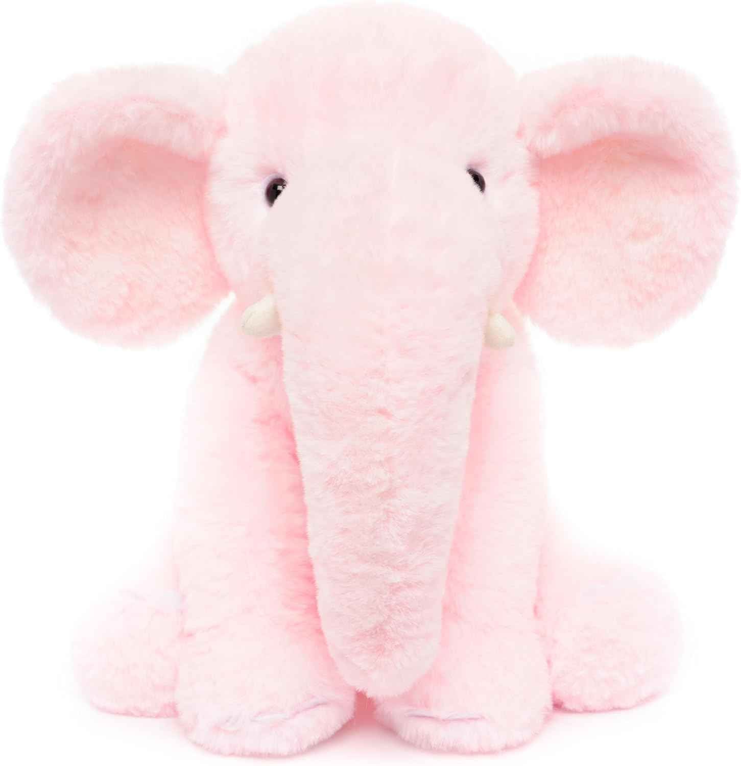WEIGEDU Plüsch Elefant 33 cm – Weiches rosa Kuscheltier mit großen Ohren & Langer Nase – Niedliches Stofftier für Kinder & Deko | Für Jungen, Mädchen, Kinder, Babyparty, Schlafzimmer, Weihnachten, Geburtstagsgeschenke