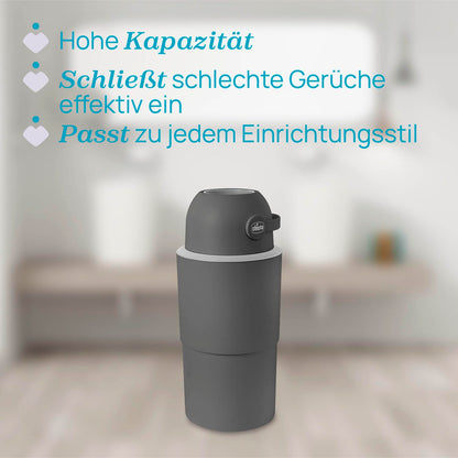 Chicco Windeleimer Odour Off, geruchsdichtes System, platzsparender Baby Windeleimer mit Deckel, einfach zu benutzen und zu reinigen, Ohne Nachfüllkassetten, funktioniert mit herkömmlichen Tüten