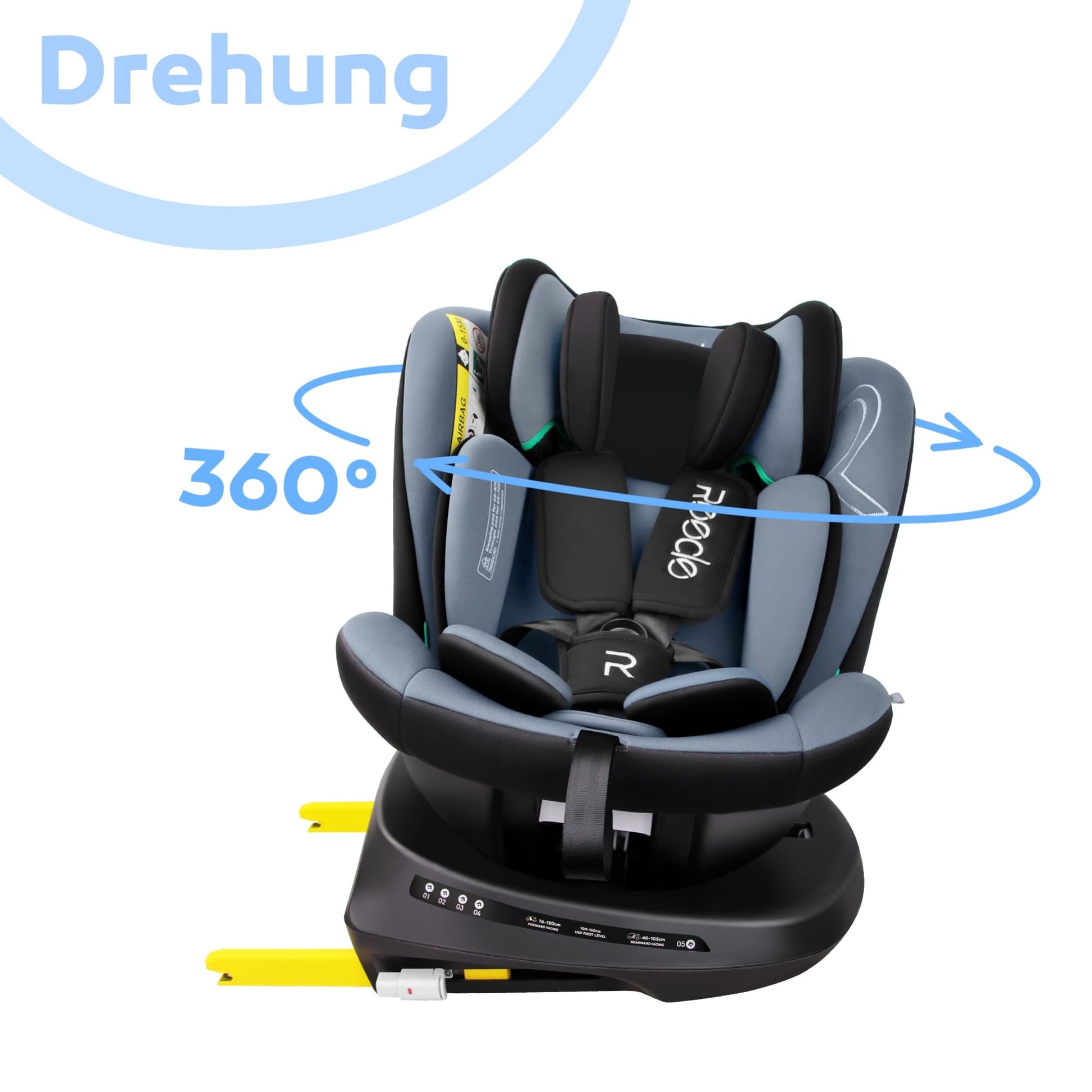Reecle 360 Drehbar i-Size Kindersitz mit ISOFIX 40-150 cm (0-36 kg) Reboarder, ab Geburt -12 Jahre, ECE R129 - Meloni2
