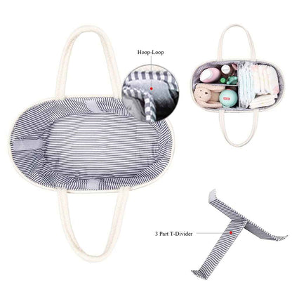 Baby Nappy Caddy Organiser, Multifunctional Storage Box for Nappies, with Interchangeable Compartments, 100% Cotton Linen, Portable Storage Basket for Nappies, Baby Shower Gift