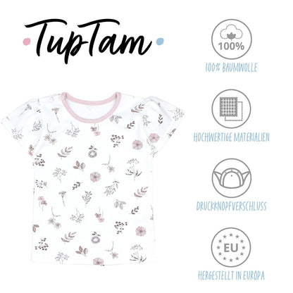 TupTam Baby Mädchen Kurzarm T-Shirt Gemustert Bunt 5er Set
