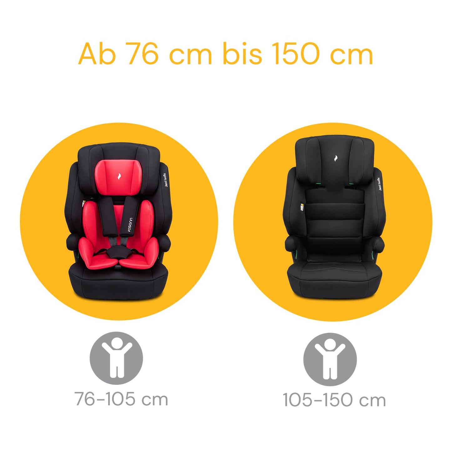 Osann Jazzi Isofix – Der sichere Kindersitz ab 1 Jahr (76–150 cm), mitwachsend mit Isofix & Top-Tether, Schutz & Geborgenheit auf jeder Fahrt - Sunset - Meloni2