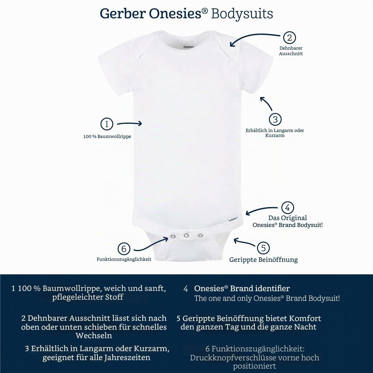 Mädchen 6er-Pack Langarm-Strampler Bodys Baby und Kleinkind T-Shirt Set (6er Pack)