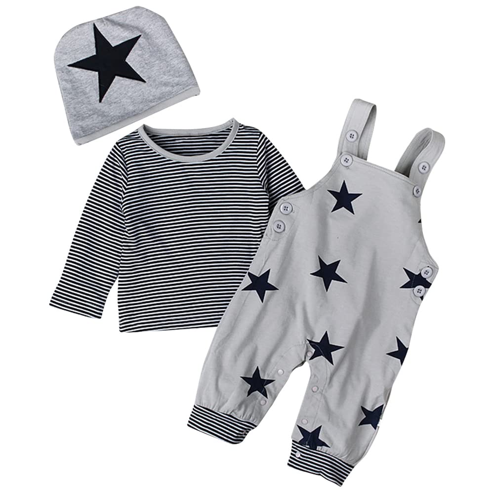 SFreeBo Baby Boys Clothing 3 Pieces Winter Baby Clothing Outfit Set Long Sleeve Cotton Striped Newborn Baby Clothing Boys 3-18 Months
