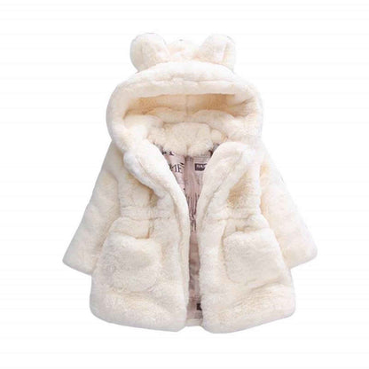 Angel ZYJ Girls' Fur Coat Winter Jacket Faux Fur Jacket Baby Girls Autumn Winter Coat Warm Jacket with Hood Wool Coat Hooded Jacket