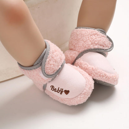 TMEOG Baby Winter Shoes Thermal Baby Shoes Crawling Shoes Fleece Baby Boots Non-Slip Warm Booties Baby Boots Lined Newborn Walk Shoes for Girls Boys 0-18 Months