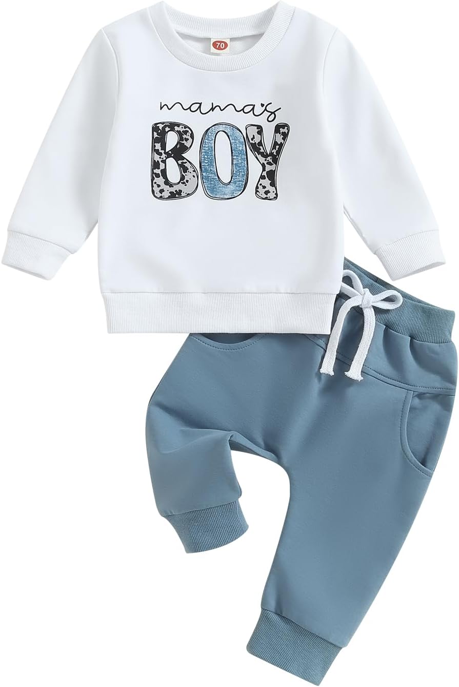 Baby Boys' Two-Piece Outfit, Long Sleeve Sweatshirt + Trousers, 2-Piece Set, Baby Clothing, 0-3 Years, Children's Outfit for Baby Boys 