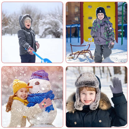 ZDQC 2 Paar Warme Strickhandschuhe Kinder,Süße Handschuhe Kinder,Handschuhe Kinder Stretch,Winter Warme Strickhandschuhe,Vollfinger Handschuhe,Fingerhandschuhe Kinder Winter