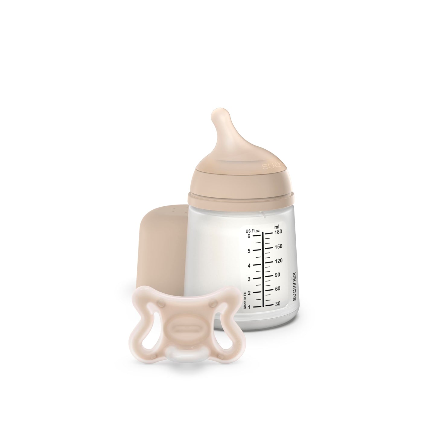 Suavinex, Anti-Colic Babyflasche Zero Zero,mit mittlerem Silikonsauger (M), für Babys ab 3 Monaten, Empfohlen für gestillte Babys und Flaschennahrung, 270 ml, Deep - Meloni2