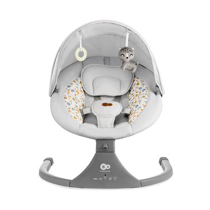 Kinderkraft LUMI 2 Babywippe, Elektrische Babyschaukel, Von der Geburt bis 9 Monate, Höhenverstellbar, 5 Schaukelmodi, 12 Melodien, Bogen mit Spielzeug, Dunkelgrau