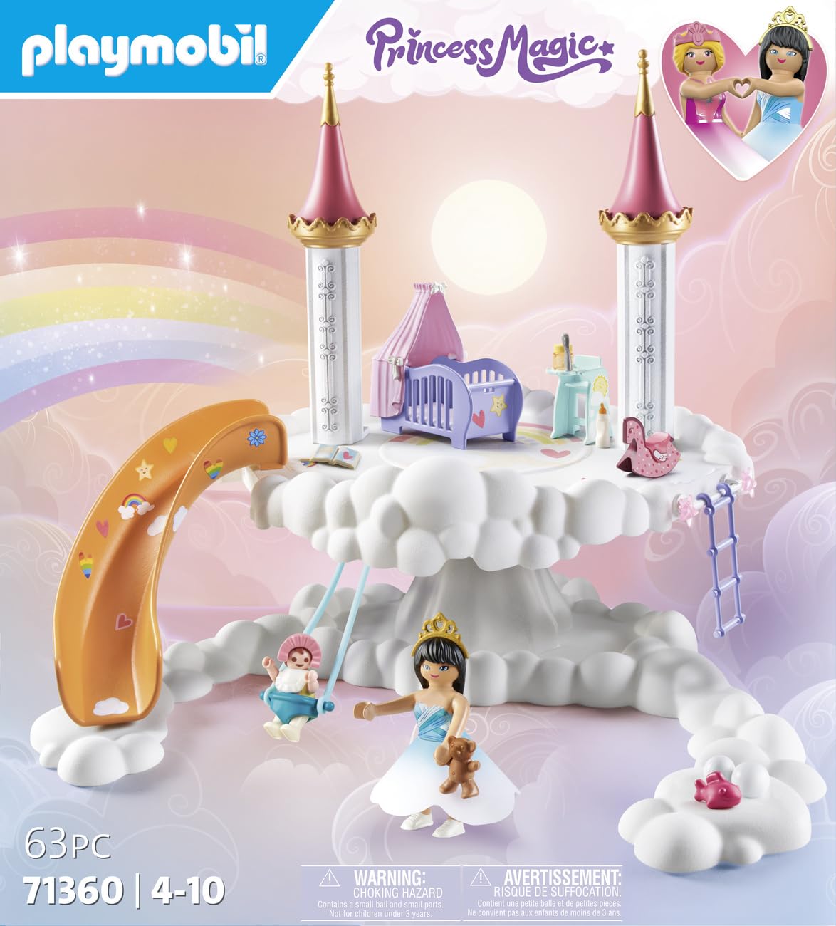 PLAYMOBIL Princess Magic 71360 Heavenly Baby Cloud, Magic Nursery in the Clouds, Includes Baby Cradle, Rocking Horse, Teddy Bear and More, Toy for Children from 4 Years