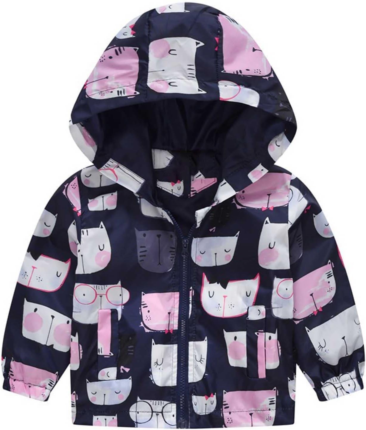 KQIVAM Children's Rain Jacket Transition Jacket Waterproof Outdoor Jacket Windproof with Hood Waterproof Jacket for Children Unisex Rainwear for Girls and Boys 