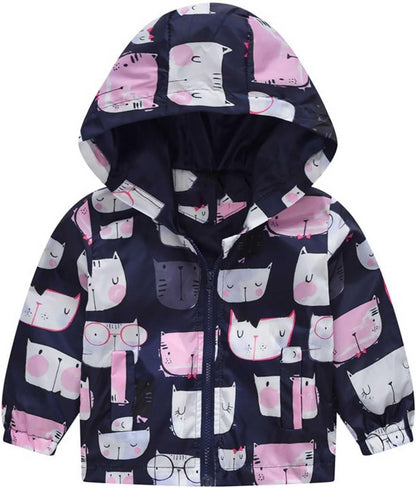 KQIVAM Children's Rain Jacket Transition Jacket Waterproof Outdoor Jacket Windproof with Hood Waterproof Jacket for Children Unisex Rainwear for Girls and Boys 