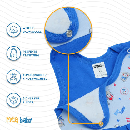 MEA BABY Unisex Strampler mit Aufdruck, Baumwolle, 5er Pack. Baby Strampler Mädchen Baby Strampler Junge