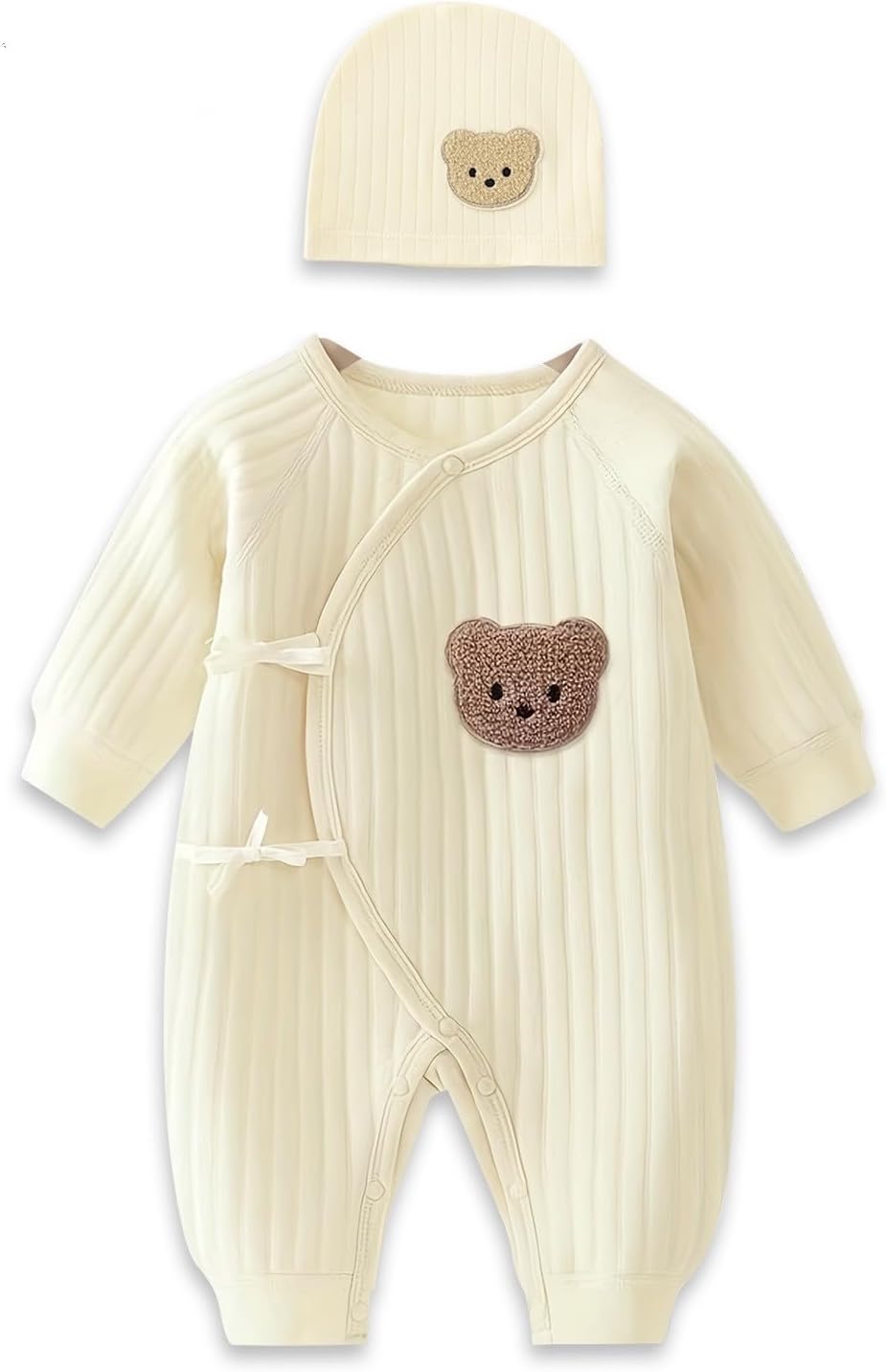 Babyfond 1 Pack Baby Bodysuit, Neugeborenes Baby warmer Baumwollbody mit Hut, 100% Baumwolle Kleinkind Homewear Verdickte Frühlings- und Herbstkleidung