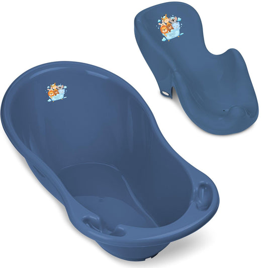 Baby Badewanne mit Gestell 4 Set TÜV Rheinland zertifiziert! Babybadewannen + Baby Badewannensitz +Abfluss + Gestell - Babywanne mit Ständer! Baby Pflegeset für Neugeborene.