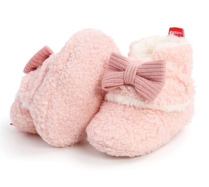 Sehfupoye Toddler Baby Boys Girls Cotton Booties Shoes Striped Soft Sole Newborn First Hiking Shoes Warm Fleece Boots 0-18M