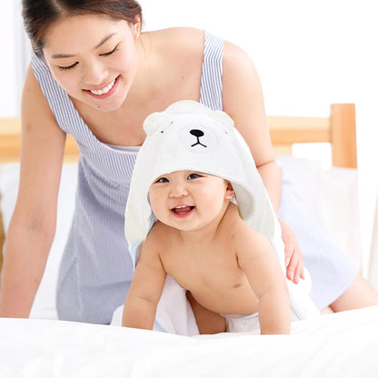 Funmo Baby Kapuzenhandtuch, 3 Stück Baby Badetuch Set, Kapuzenbadetüch für Kinder, Babyhandtuch Bambus Super Saugfähig, Kleinkind Badetücher mit drei Mustern als Baby Geschenk