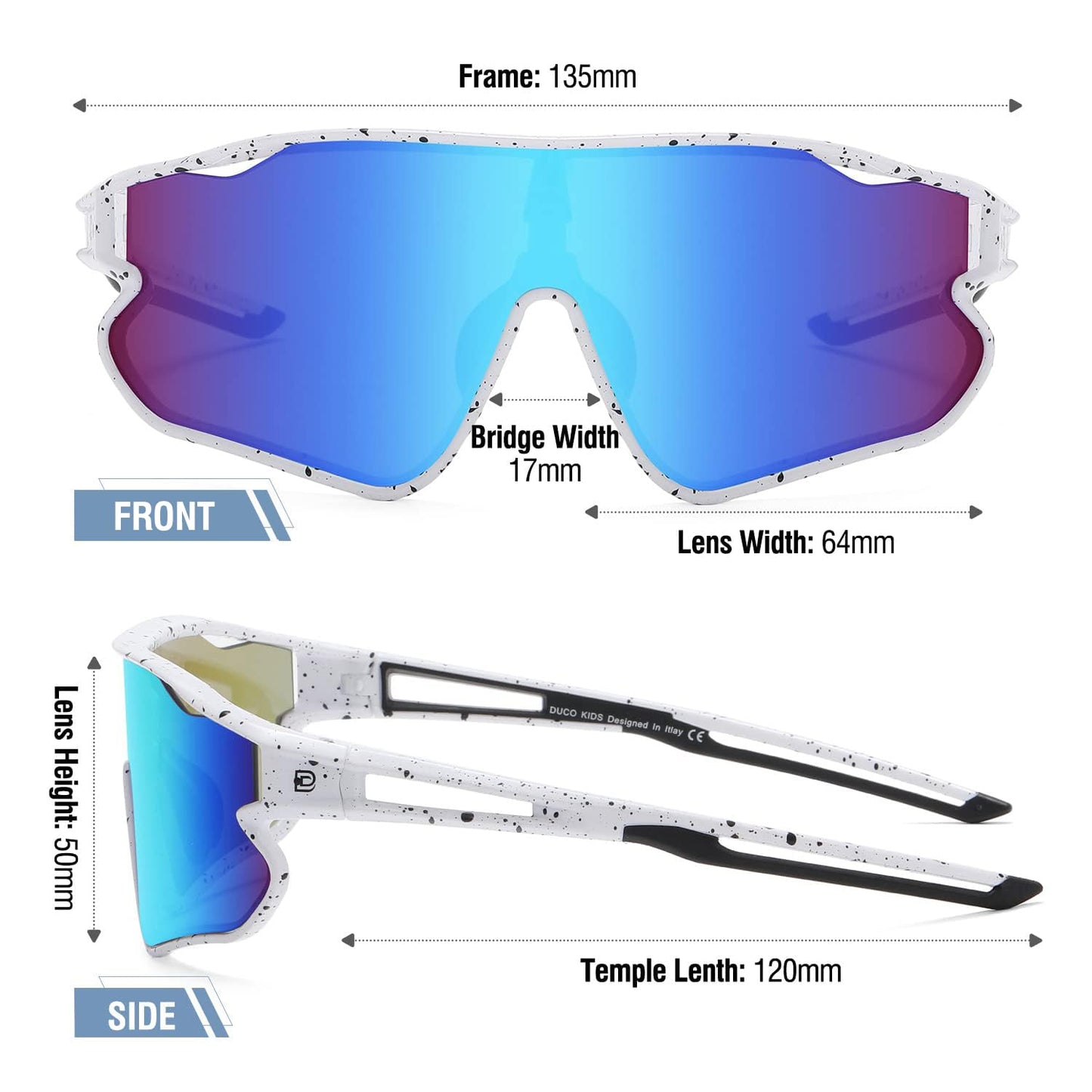 DUCO DK268 Children's Sunglasses Youth Baseball Sunglasses Lightweight TR90 Frame UV400 Sports Cycling Sunglasses for Boys Girls