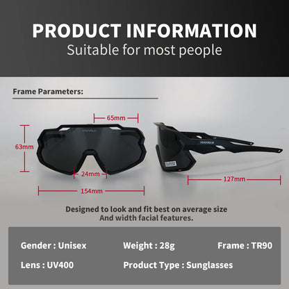 JOGVELO Polarisierte Sonnenbrille, Fahrradbrille Herren Damen mit 3 Wechselgläsern Sportbrillen Radbrille für Radfahren Laufen Angeln