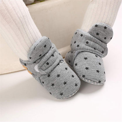 EDOTON Unisex-Baby Neugeborenes Fleece Booties, Baby Jungen Mädchen Weiche Sohlen Streifen Bootie Kleinkind Stiefel Niedlich Stiefel Socke Einstellbar