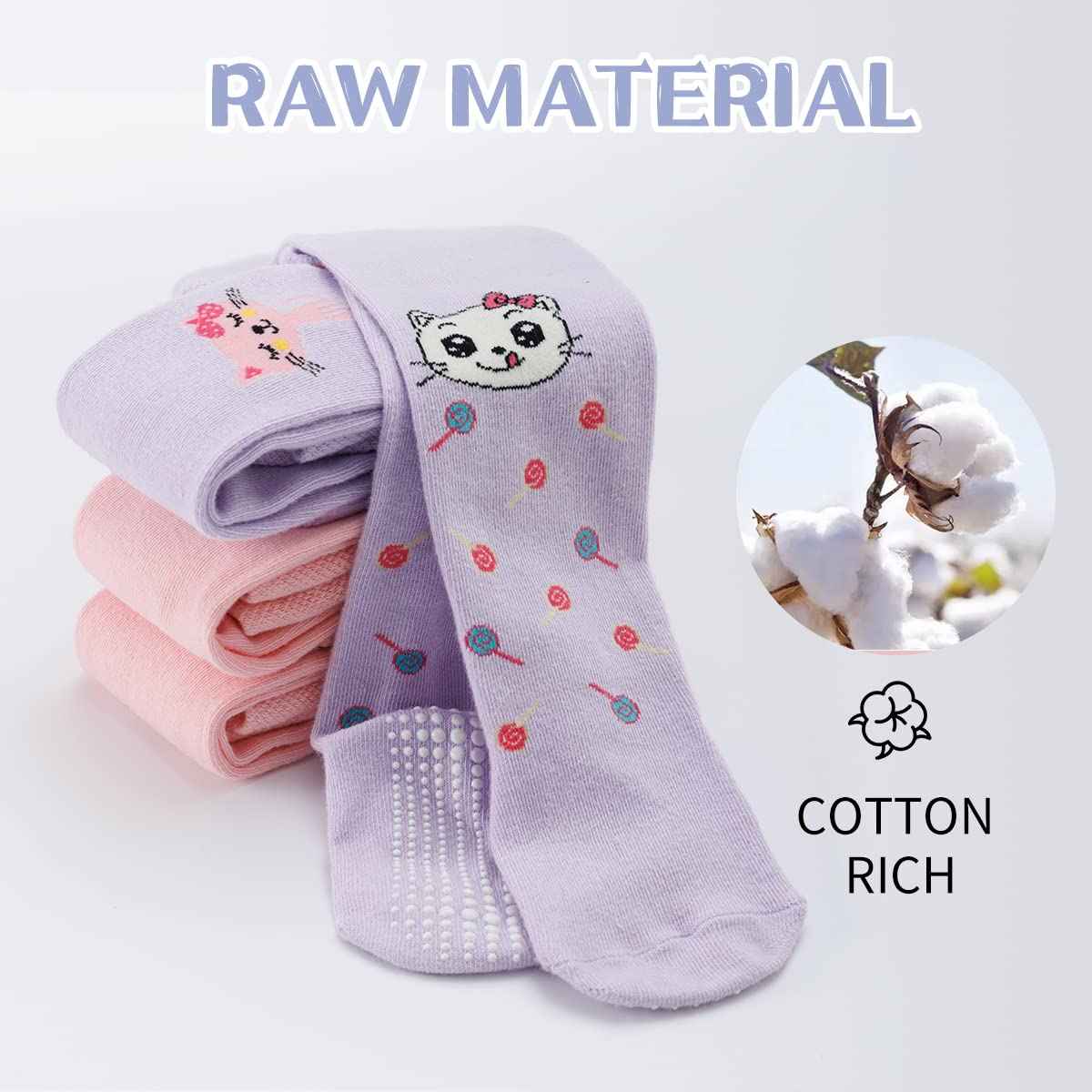 Baby Girls' Tights Cotton Pink and Purple Baby Toddler Children Non-Slip Stopper Socks