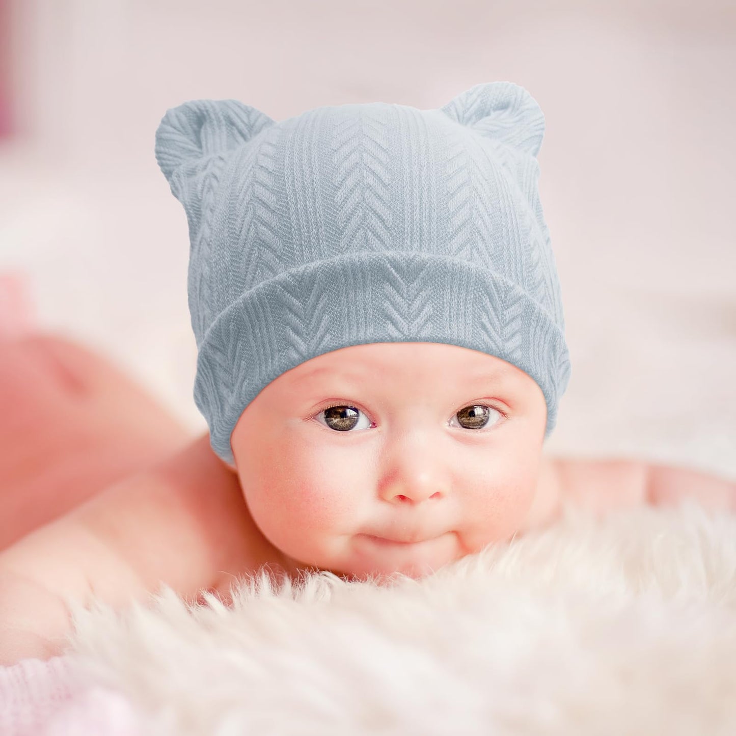 DRESHOW Newborn Baby Hat and Gloves Set Beanie Clothing Unisex Infant Hat Kindergarten Cap Baby Boys Girls 0-6 Months 