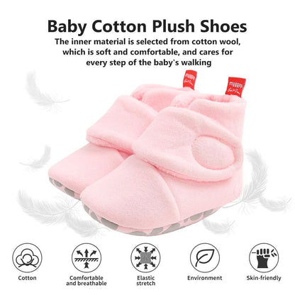 Newborn Warm Winter Booties, Organic Cotton Lining and Non-Slip Stripes, Booties, Sock Shoes for Winter with Soft Sole, Crawling Shoes, Size 0 - 18 Months, Baby Boys and Girls, Prewalker and Toddler Shoes
