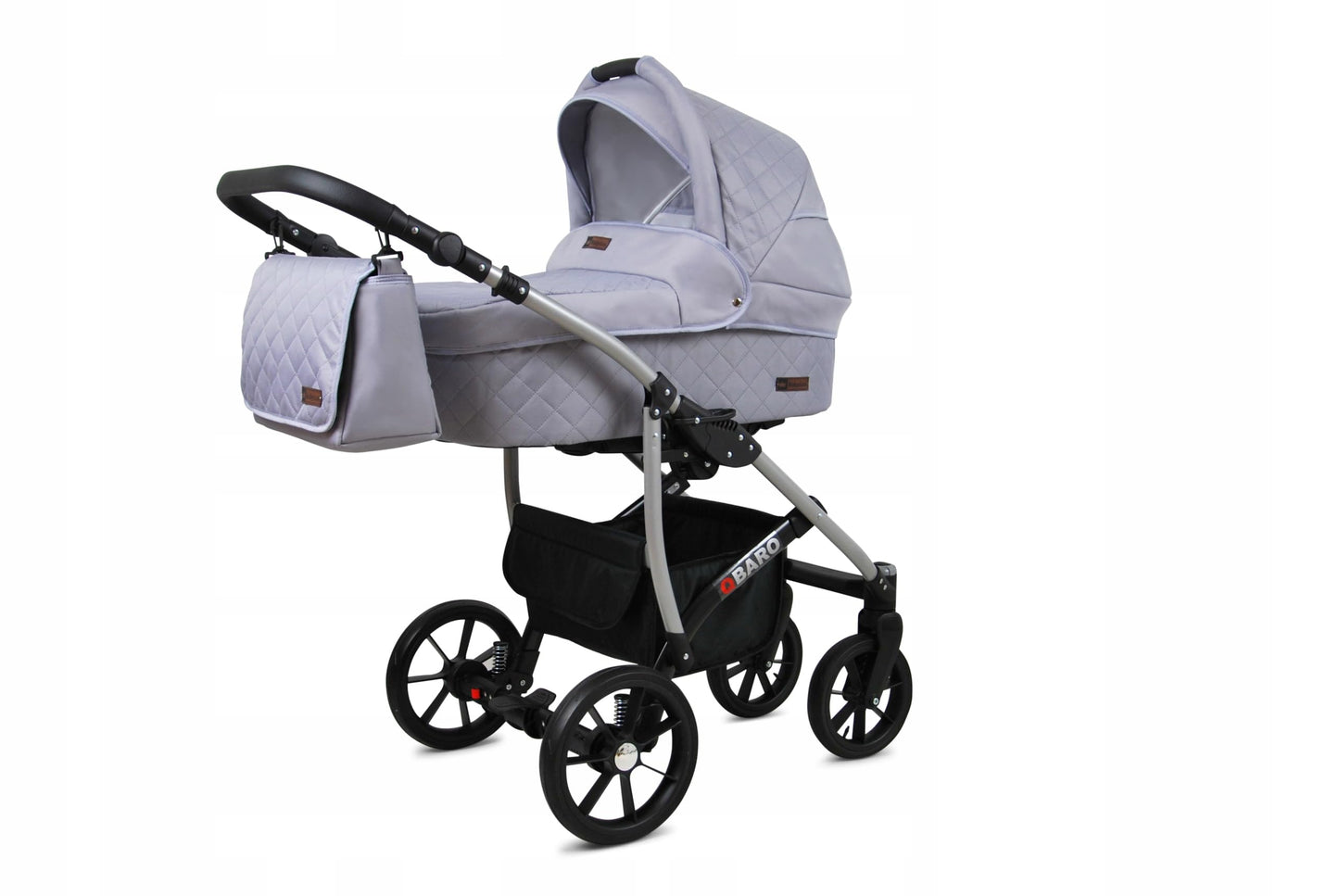 BabyLux® Bambimo Qbaro 3-in-1 Pushchair Set Including Baby Carrycot, Buggy Sports Seat, Car Seat - Car Seat - Pram Set - Combination Pram with Changing Bag, Rain Cover etc. 