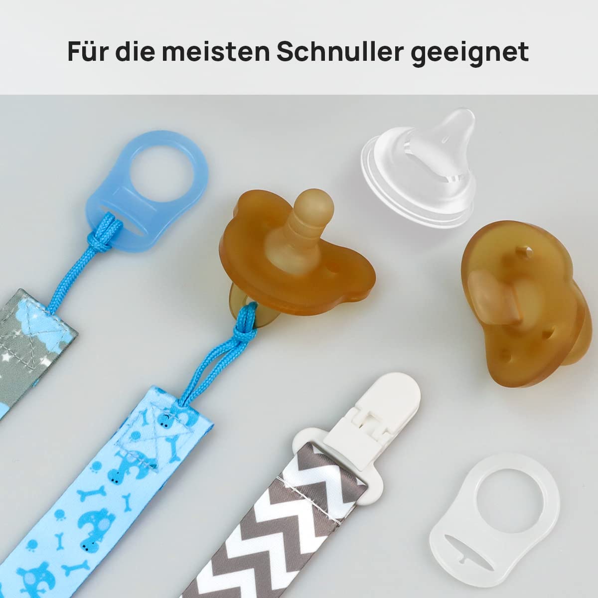 Suofuolef 4 Pack Schnullerkette Baby Mädchen, Baby Schnullerband Set mit Adaptern, Schnuller Clips für Neugeborenen Geburt & Taufe Geschenk, Rose