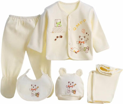 5 Stück Neugeborenen 0-3 M Jungen Mädchen Baby Baumwolle Kleidung Tops Hut Hosen Anzug Outfit Sets Eine Größe
