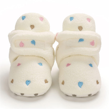 Newborn Warm Winter Booties, Organic Cotton Lining and Non-Slip Stripes, Booties, Sock Shoes for Winter with Soft Sole, Crawling Shoes, Size 0 - 18 Months, Baby Boys and Girls, Prewalker and Toddler Shoes