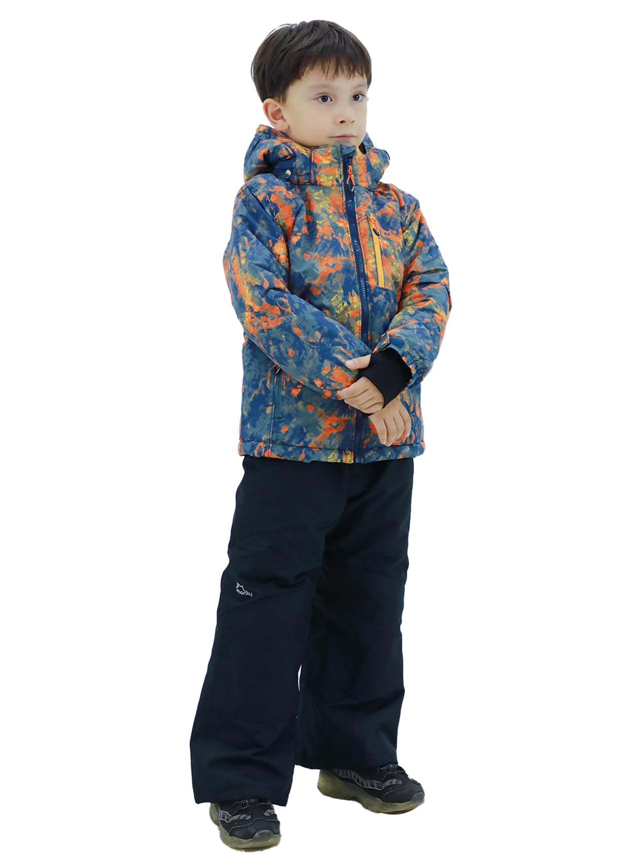 SMONTY SNOWER Boys' Snowsuit with Removable Hood, Ski Suit, Extra Warm, Winter Suit
