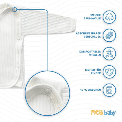 MEA BABY Unisex Baby Wrap Shirt Wrap Jacket Long Sleeve 100% Cotton Pack of 5 Wrap Shirt for Girls Wrap Shirt for Boys