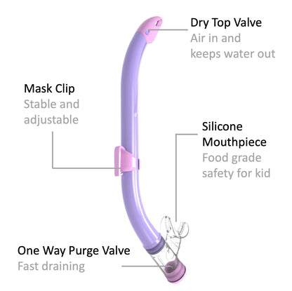 EasyDive Snorkel Set Children's Snorkel Mask with Elastic Band Anti-Fog Diving Mask Diving Mask Dry Silicone Material Snorkelling Set for Boys Girls